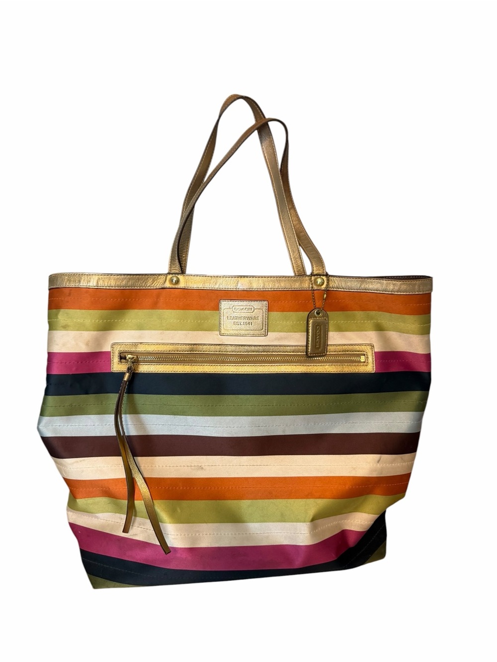 Coach Legacy Tote Y2K Multicolor Stripe Bag Purse - Gem